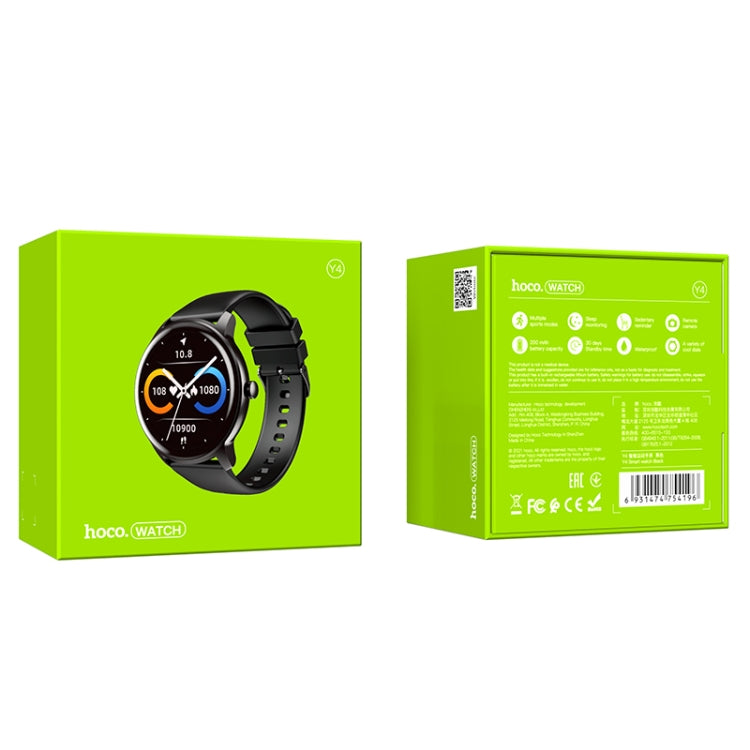 hoco Y4 1.28 inch 2.5D HD Capacitive Touch Screen IP68 Smart Sports Watch(Black)