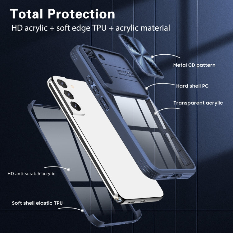 For Samsung Galaxy S22 5G 360 degree Full Coverage Sliding Camshield Phone Case