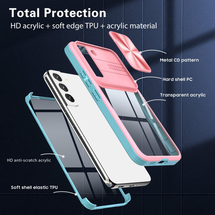 For Samsung Galaxy S22 5G 360 degree Full Coverage Sliding Camshield Phone Case