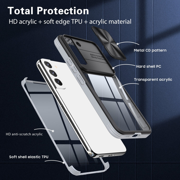 For Samsung Galaxy S22 5G 360 degree Full Coverage Sliding Camshield Phone Case