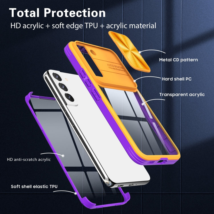 For Samsung Galaxy S22 5G 360 degree Full Coverage Sliding Camshield Phone Case