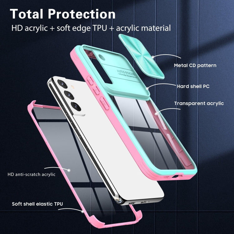 For Samsung Galaxy S22 5G 360 degree Full Coverage Sliding Camshield Phone Case