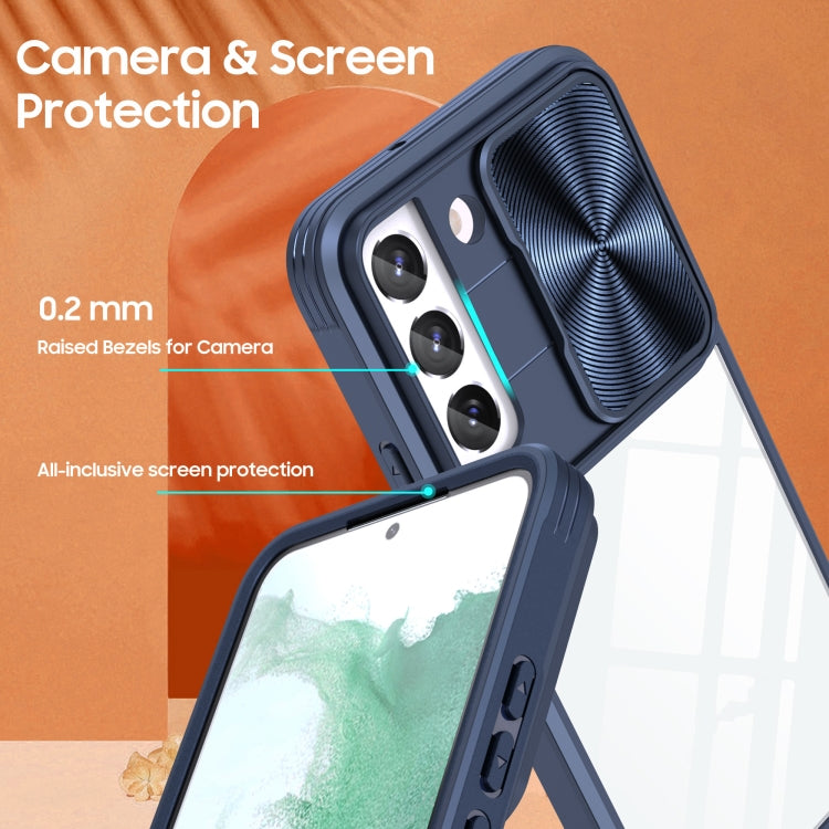 For Samsung Galaxy S22+ 5G 360 degree Full Coverage Sliding Camshield Phone Case