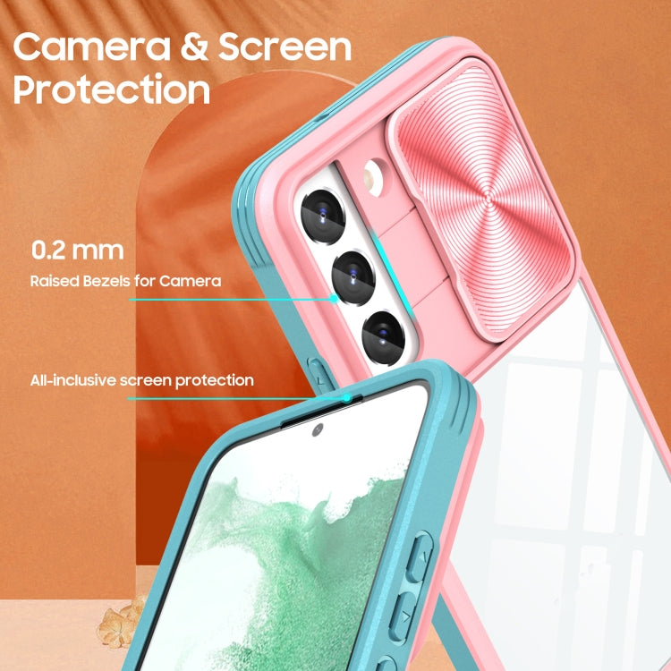 For Samsung Galaxy S22+ 5G 360 degree Full Coverage Sliding Camshield Phone Case
