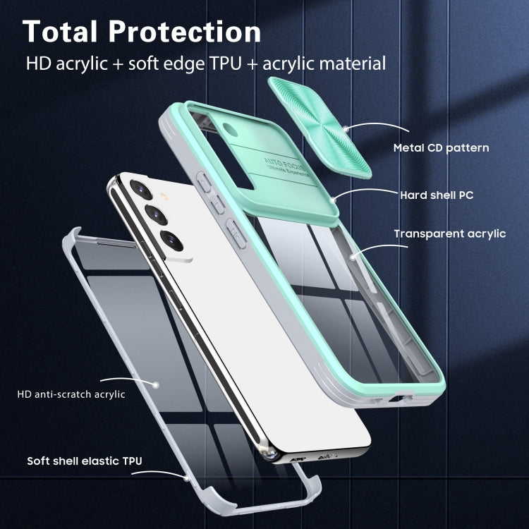 For Samsung Galaxy S22+ 5G 360 degree Full Coverage Sliding Camshield Phone Case