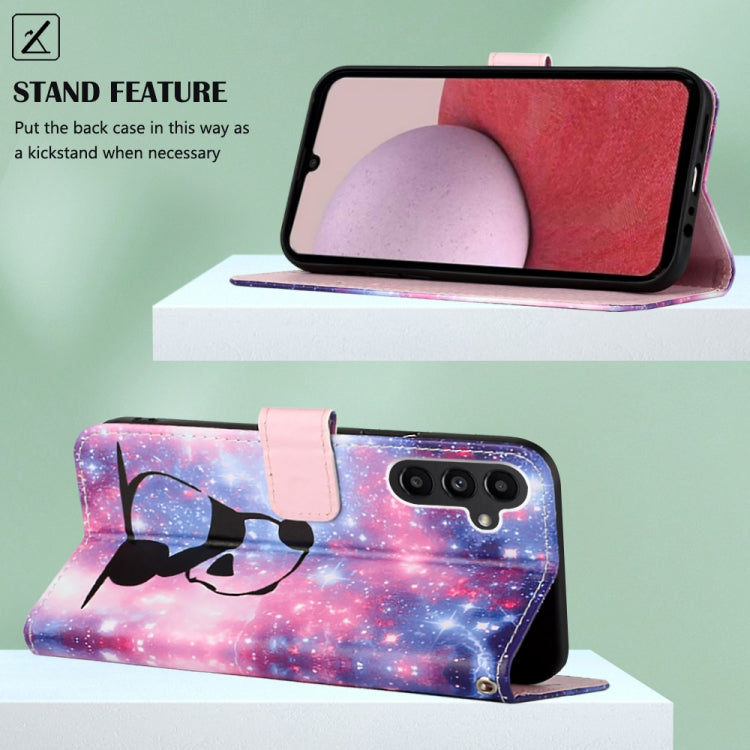For Samsung Galaxy A14 5G Colored Drawing Pattern Plain Weave Leather Phone Case