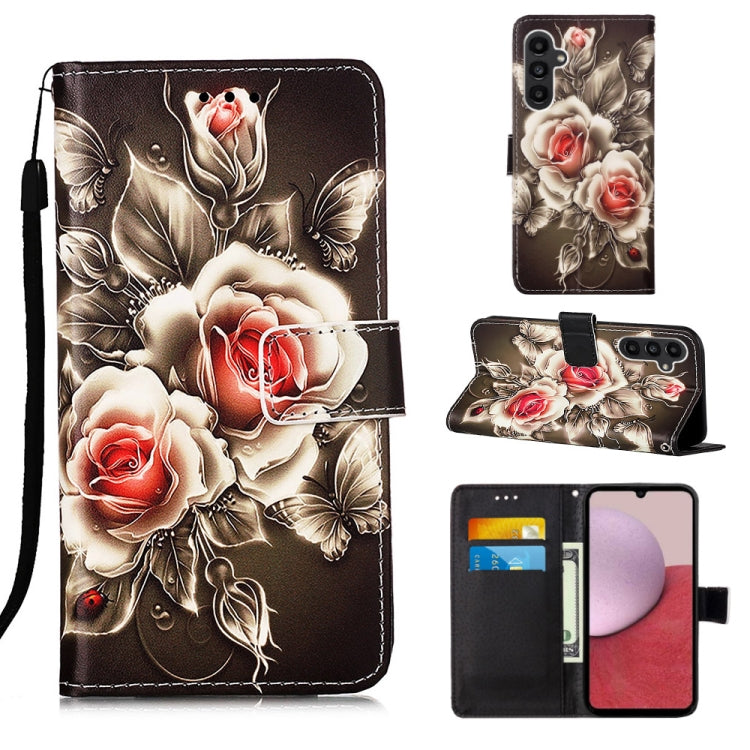 For Samsung Galaxy A14 5G Colored Drawing Pattern Plain Weave Leather Phone Case