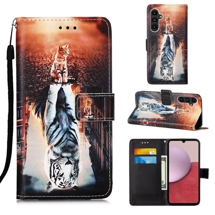 For Samsung Galaxy A14 5G Colored Drawing Pattern Plain Weave Leather Phone Case