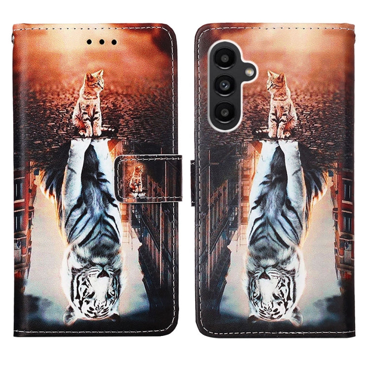 For Samsung Galaxy A14 5G Colored Drawing Pattern Plain Weave Leather Phone Case