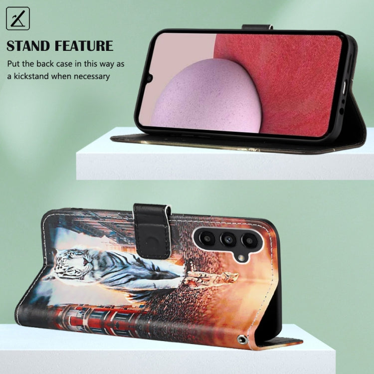 For Samsung Galaxy A14 5G Colored Drawing Pattern Plain Weave Leather Phone Case
