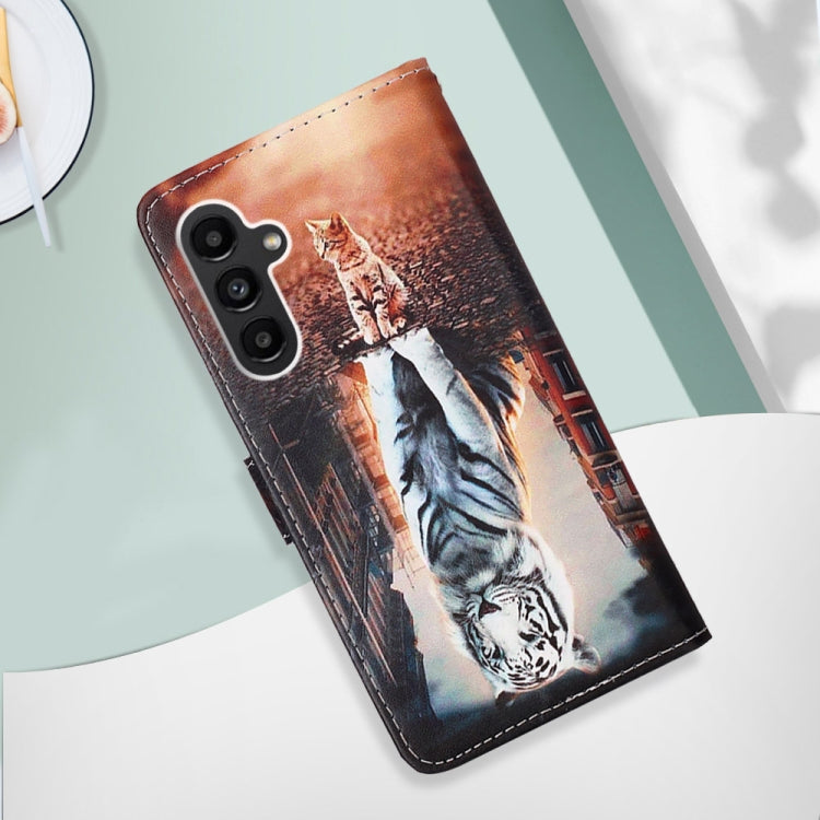 For Samsung Galaxy A14 5G Colored Drawing Pattern Plain Weave Leather Phone Case