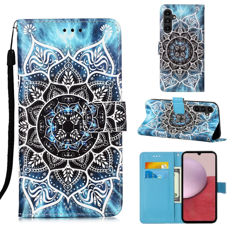 For Samsung Galaxy A14 5G Colored Drawing Pattern Plain Weave Leather Phone Case