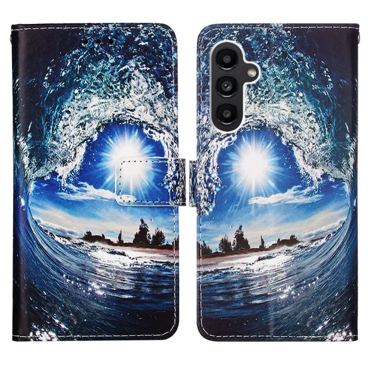 For Samsung Galaxy A14 5G Colored Drawing Pattern Plain Weave Leather Phone Case
