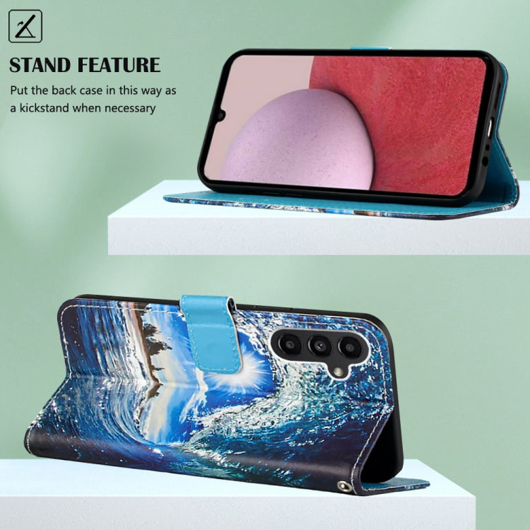 For Samsung Galaxy A14 5G Colored Drawing Pattern Plain Weave Leather Phone Case