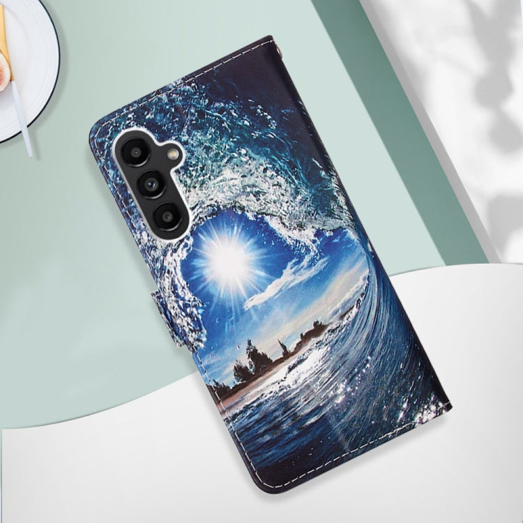For Samsung Galaxy A14 5G Colored Drawing Pattern Plain Weave Leather Phone Case