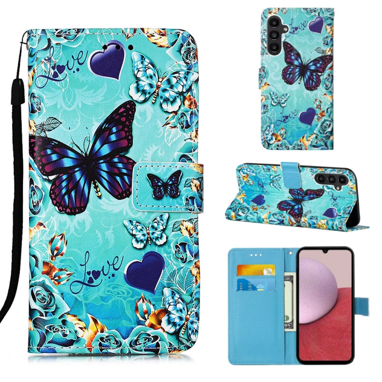 For Samsung Galaxy A14 5G Colored Drawing Pattern Plain Weave Leather Phone Case