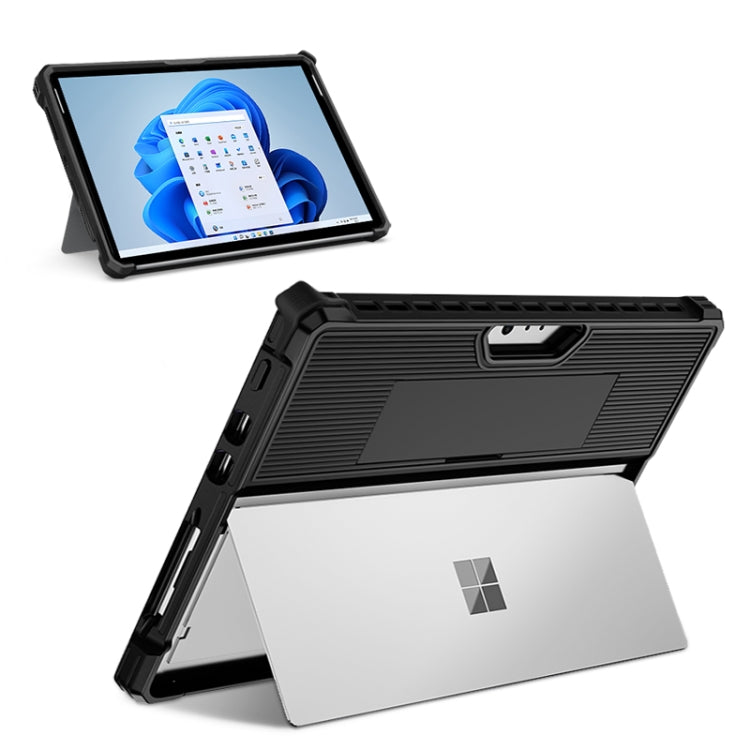For Microsoft Surface Pro 8 Striped Hollow Tablet Case(Black)