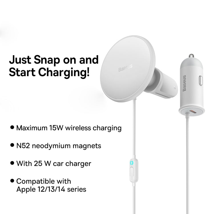 Baseus CW01 40W Magnetic Wireless Charging Car Holder, Interface:USB-C / Type-C