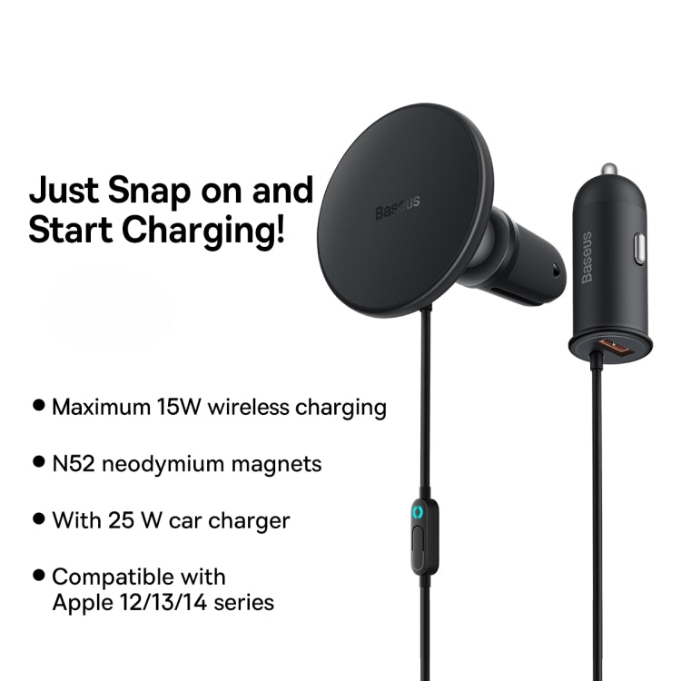 Baseus CW01 40W Magnetic Wireless Charging Car Holder, Interface:USB
