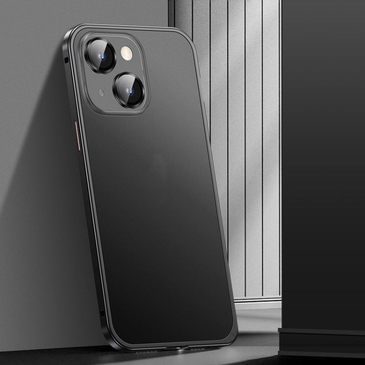 For iPhone 14 Spring Buckle Metal Frosted Phone Case