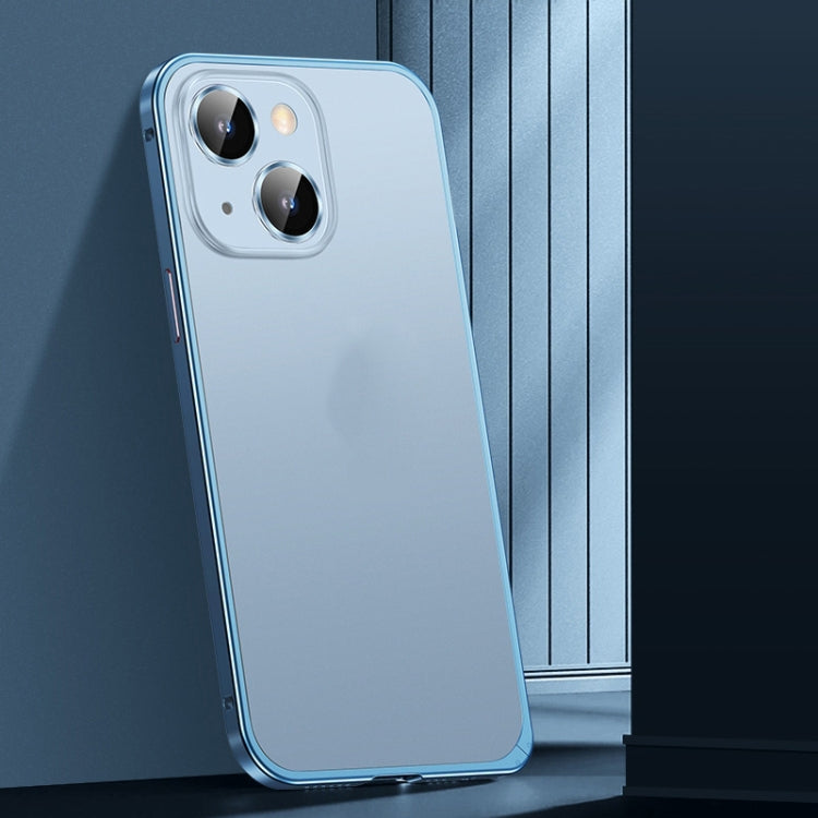 For iPhone 14 Spring Buckle Metal Frosted Phone Case