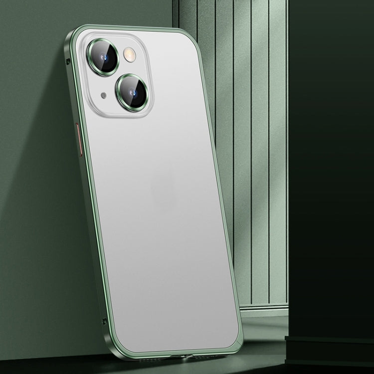 For iPhone 14 Spring Buckle Metal Frosted Phone Case