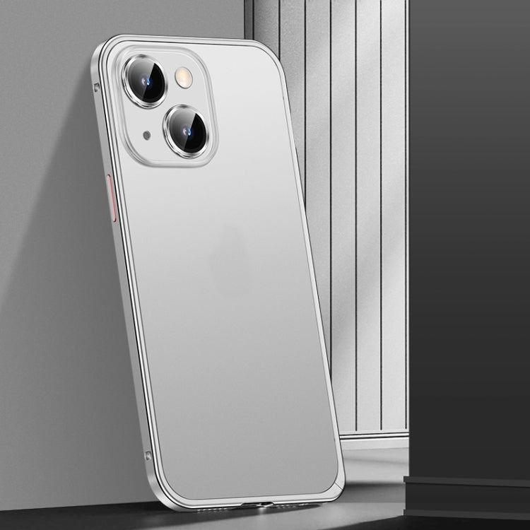 For iPhone 14 Spring Buckle Metal Frosted Phone Case