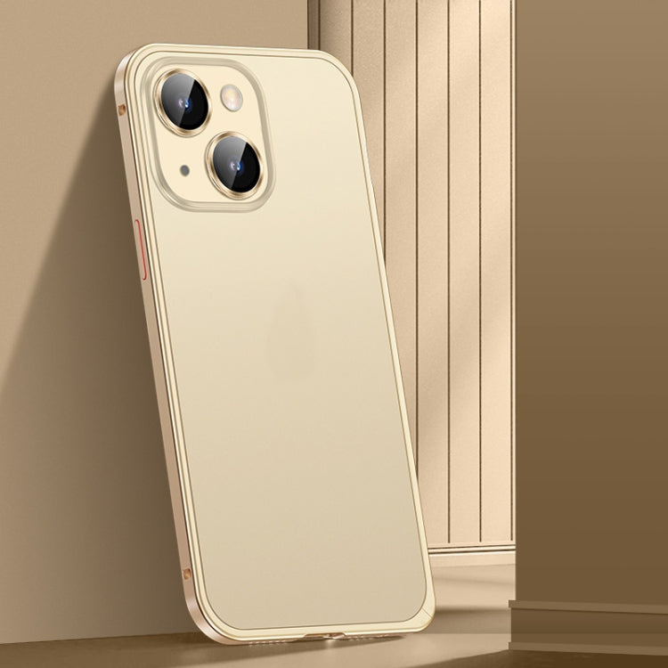 For iPhone 14 Spring Buckle Metal Frosted Phone Case