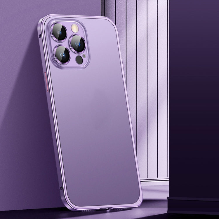 For iPhone 14 Pro Spring Buckle Metal Frosted Phone Case