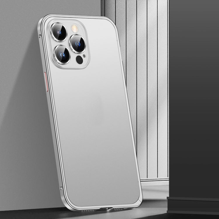 For iPhone 14 Pro Max Spring Buckle Metal Frosted Phone Case