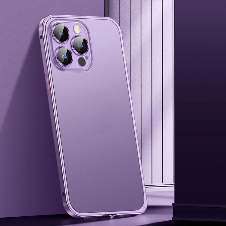 For iPhone 14 Pro Max Spring Buckle Metal Frosted Phone Case