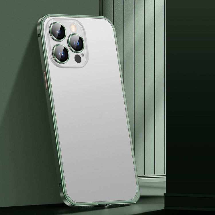 For iPhone 13 Pro Max Spring Buckle Metal Frosted Phone Case