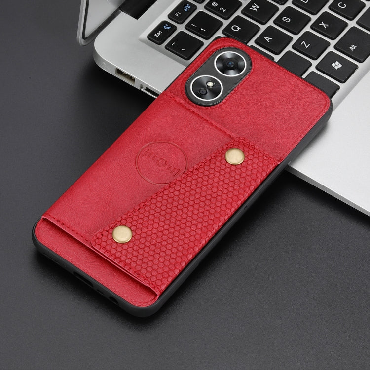 For OPPO A17 Double Buckle Card Slots Magnetic Phone Case
