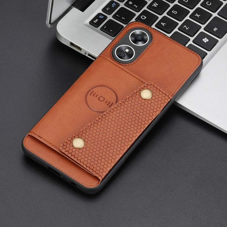 For OPPO A17 Double Buckle Card Slots Magnetic Phone Case