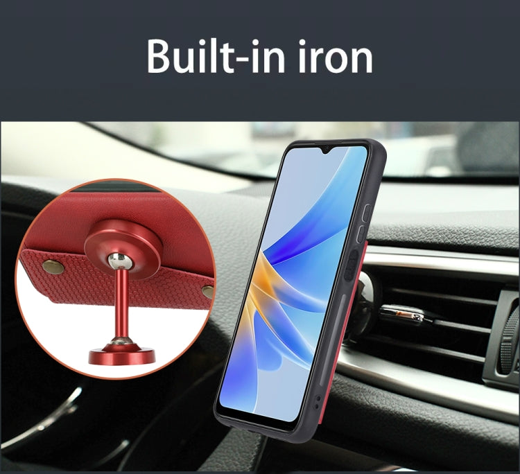 For OPPO A17 Double Buckle Card Slots Magnetic Phone Case