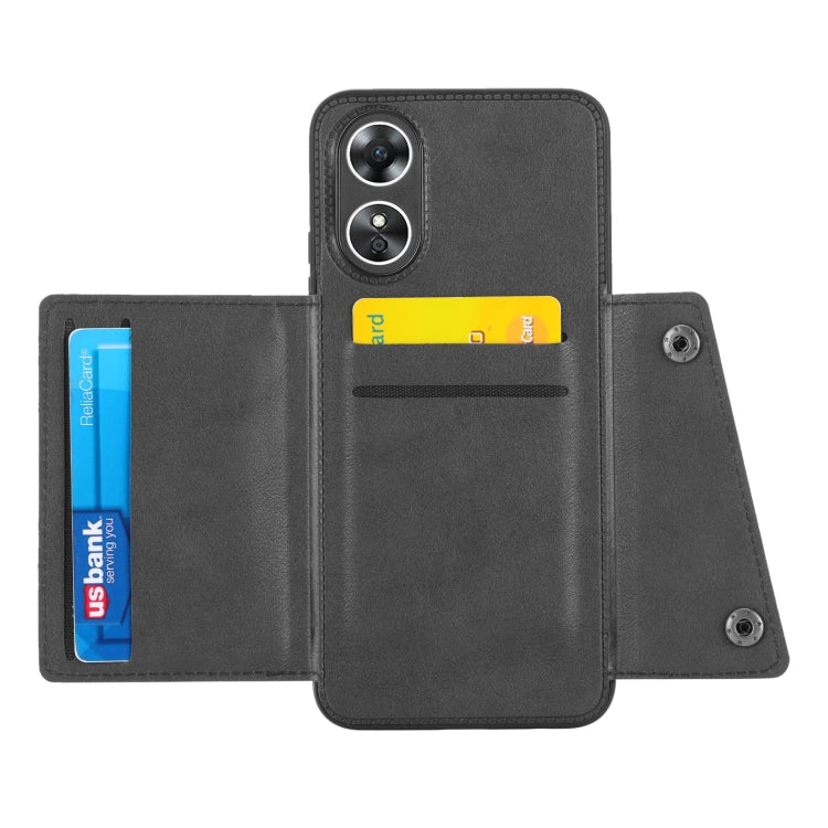 For OPPO A17 Double Buckle Card Slots Magnetic Phone Case