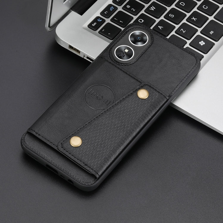 For OPPO A17 Double Buckle Card Slots Magnetic Phone Case