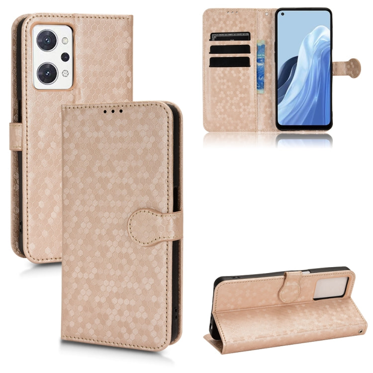 For OPPO Reno7 A JP Version Honeycomb Dot Texture Leather Phone Case