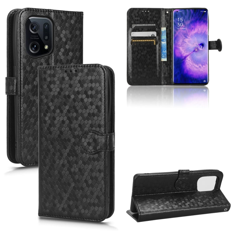 For OPPO Find X5 Honeycomb Dot Texture Leather Phone Case