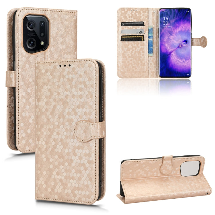 For OPPO Find X5 Honeycomb Dot Texture Leather Phone Case