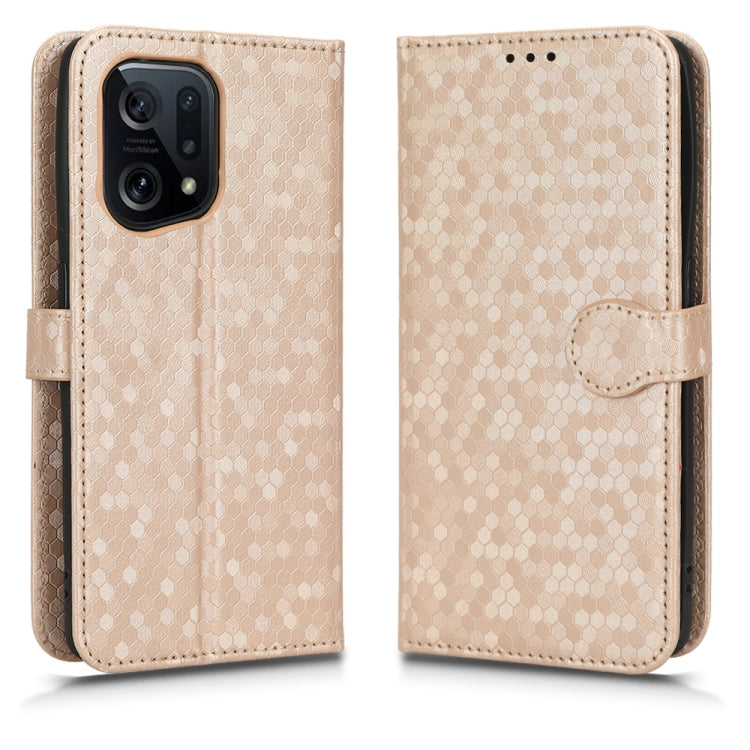For OPPO Find X5 Honeycomb Dot Texture Leather Phone Case