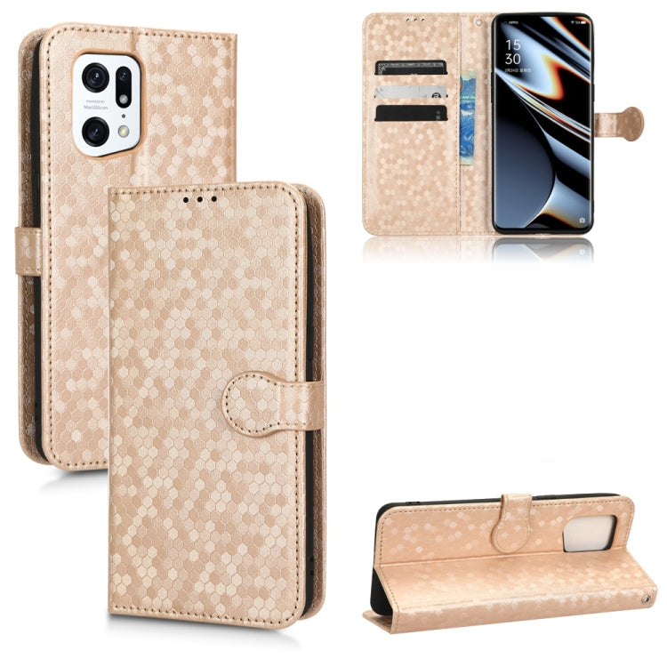 For OPPO Find X5 Pro Honeycomb Dot Texture Leather Phone Case