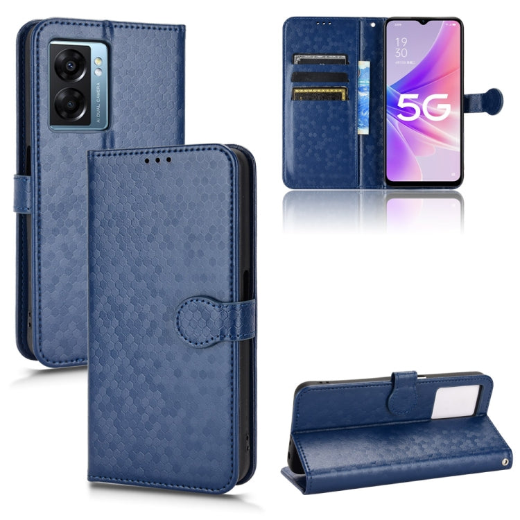 For OPPO A57 5G Honeycomb Dot Texture Leather Phone Case