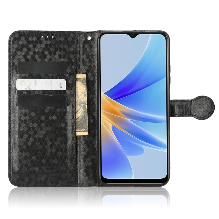 For OPPO A17 Honeycomb Dot Texture Leather Phone Case