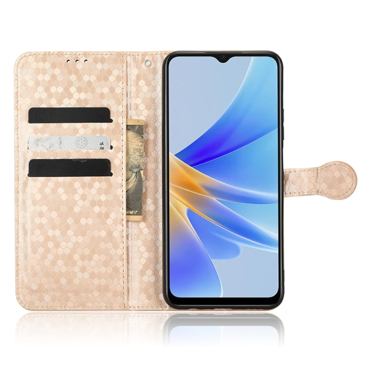 For OPPO A17 Honeycomb Dot Texture Leather Phone Case