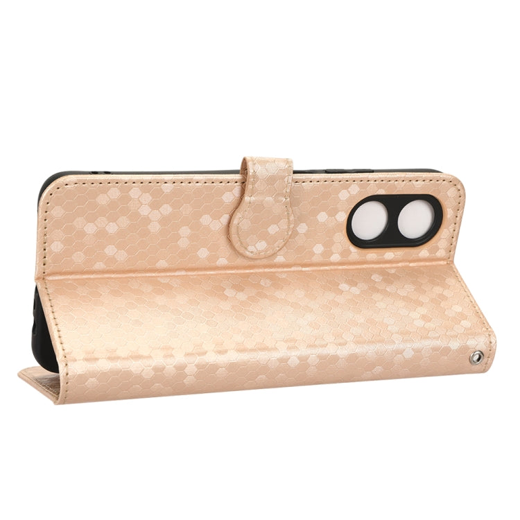 For OPPO A17 Honeycomb Dot Texture Leather Phone Case