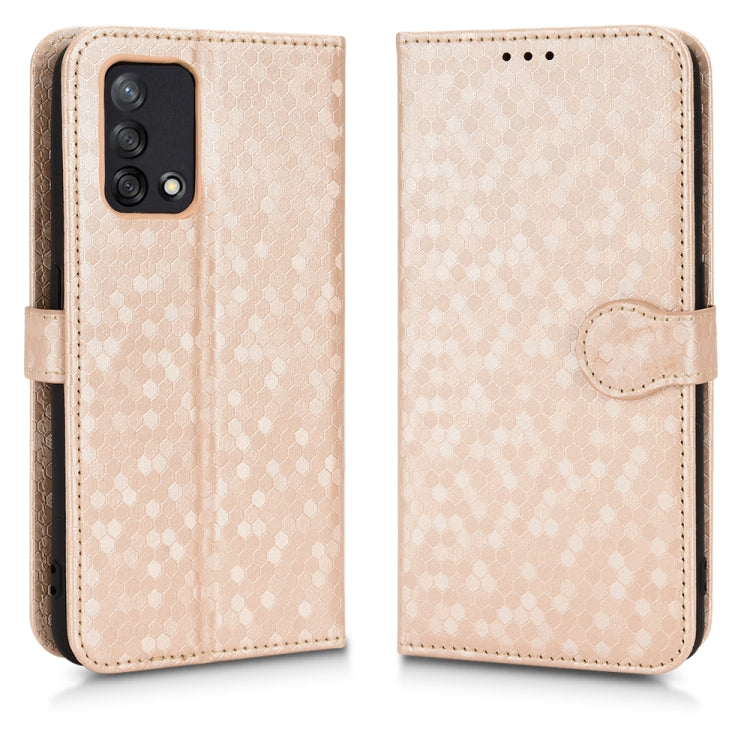 For OPPO F19 4G / A74 4G Honeycomb Dot Texture Leather Phone Case