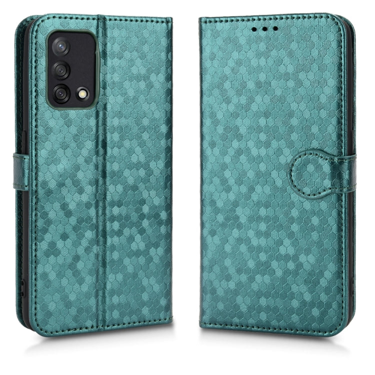 For OPPO F19 4G / A74 4G Honeycomb Dot Texture Leather Phone Case
