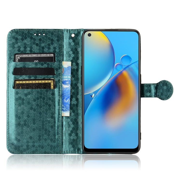 For OPPO F19 4G / A74 4G Honeycomb Dot Texture Leather Phone Case