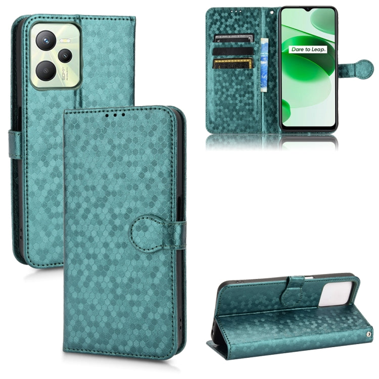 For Realme C35 Honeycomb Dot Texture Leather Phone Case